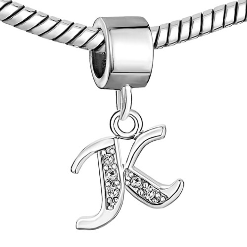 Free S/H Pugster Letter K Dangle Bracelet Charm - Fits Pandora